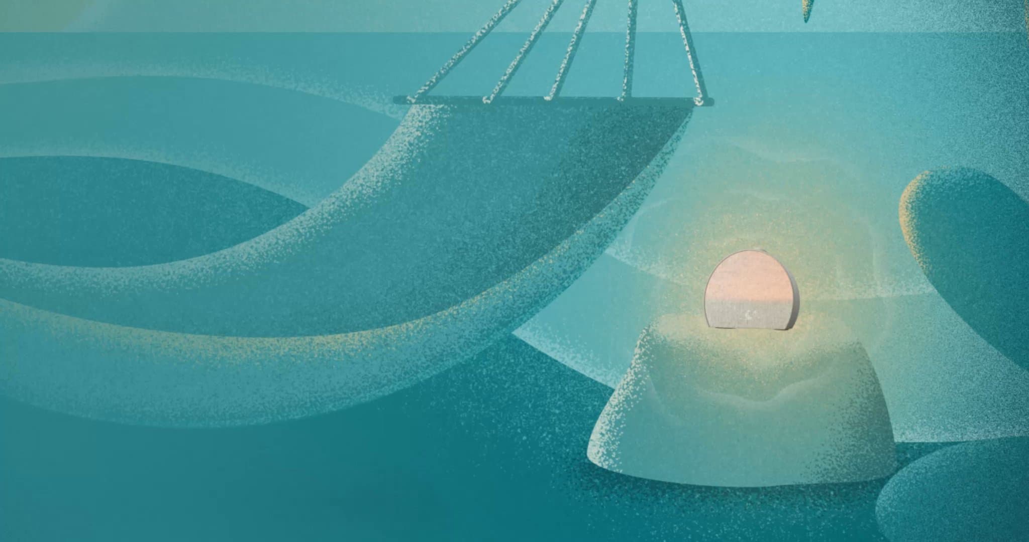 Hatch Restore 3 radiating sounds while shifting from a bedroom to a beach hammock