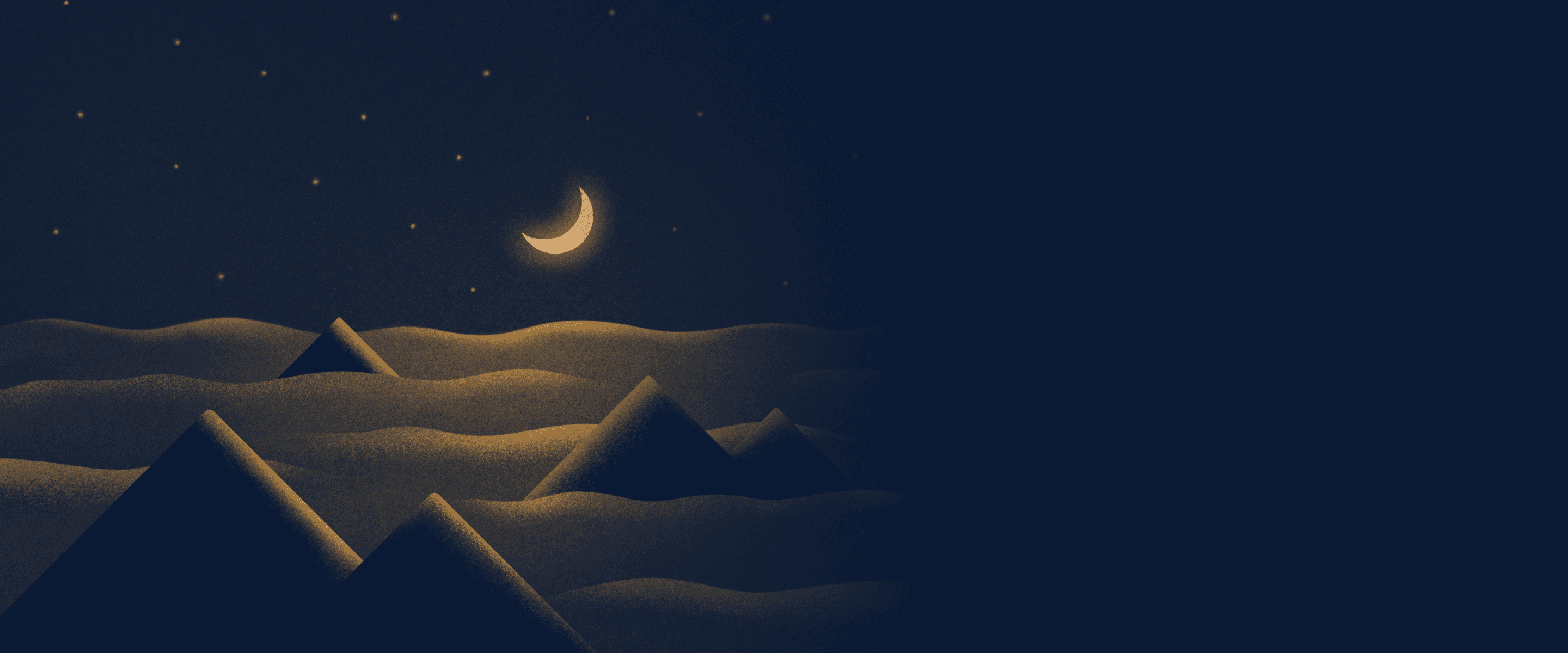 Desert night with pyramids and a starry sky