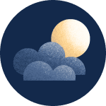 Icon with illustration of a moon & clouds