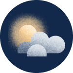 Icon with illustration of the sun behind clouds