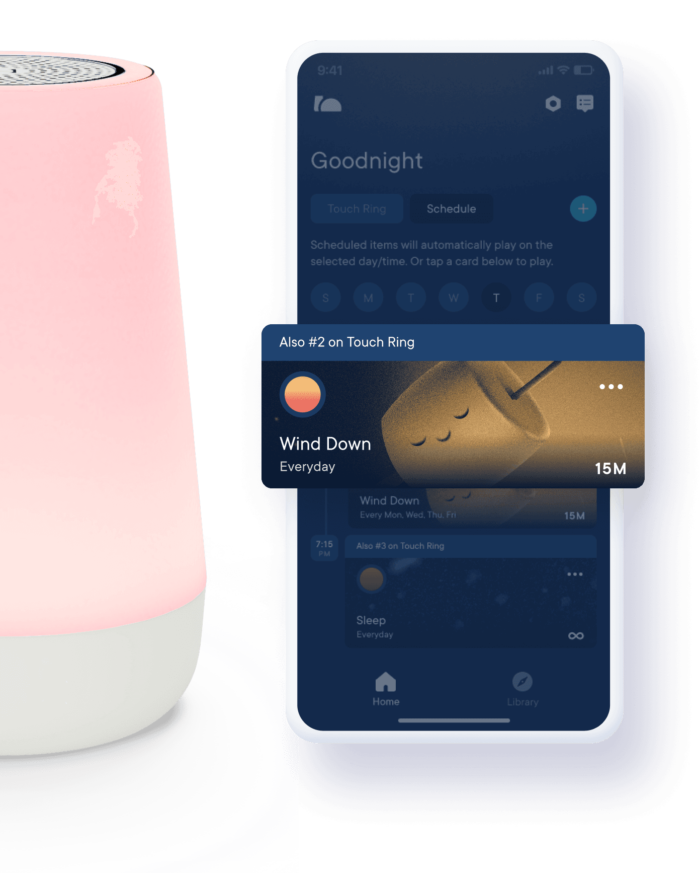 Sleep routine step in mobile app called 'Wind Down'