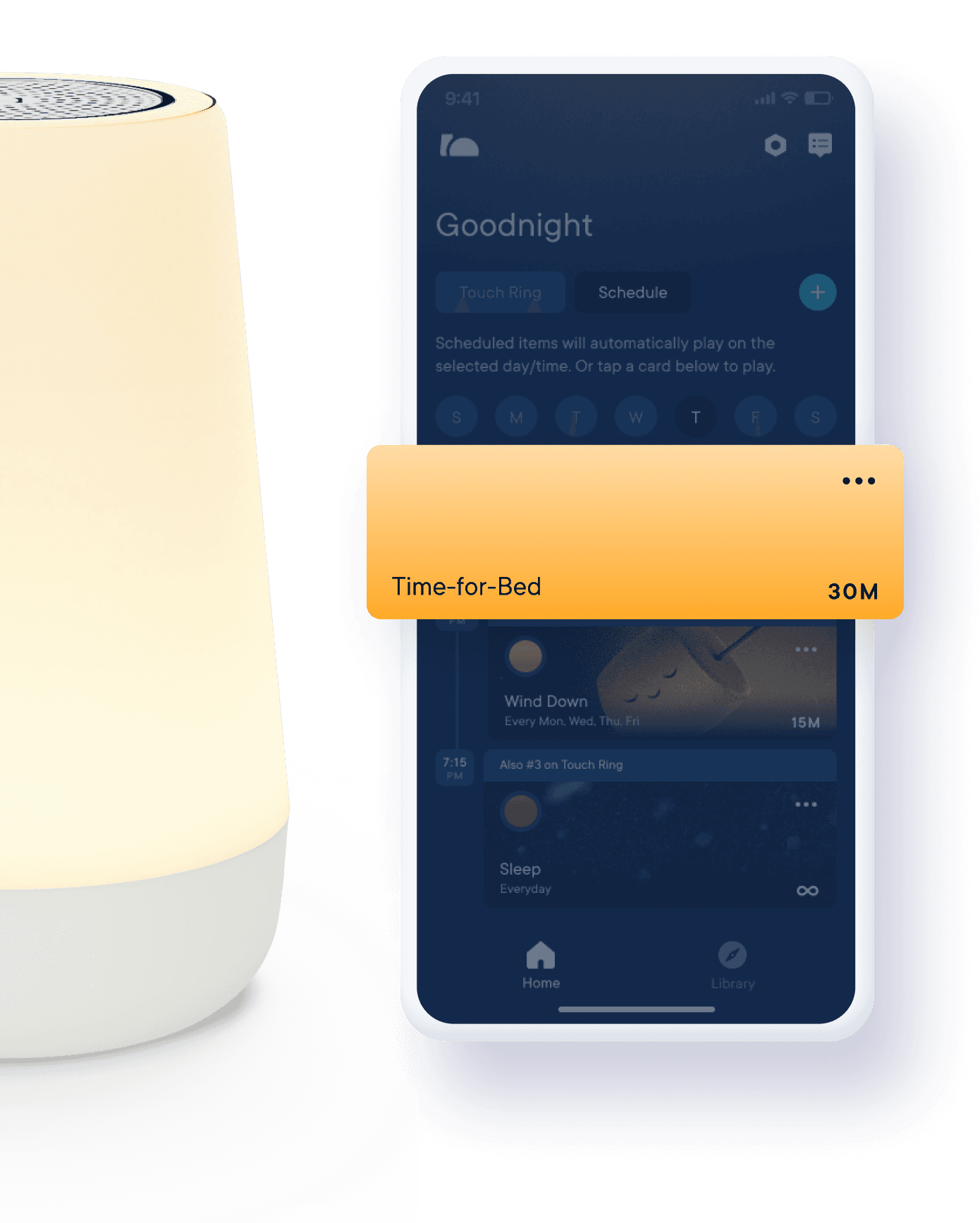 Sleep routine step in mobile app called 'Time-for-Bed'