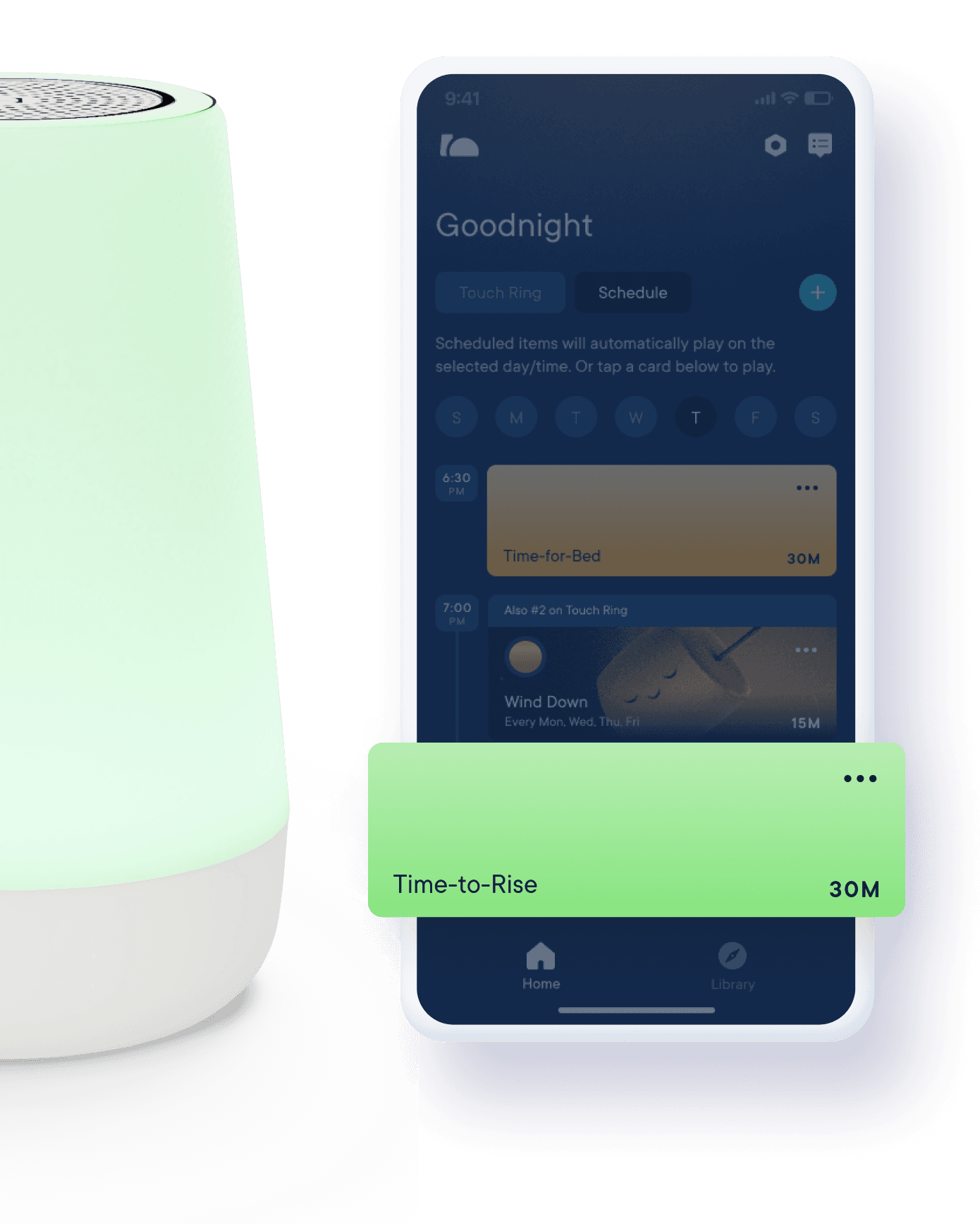 Sleep routine step in mobile app called 'Time-to-Rise'