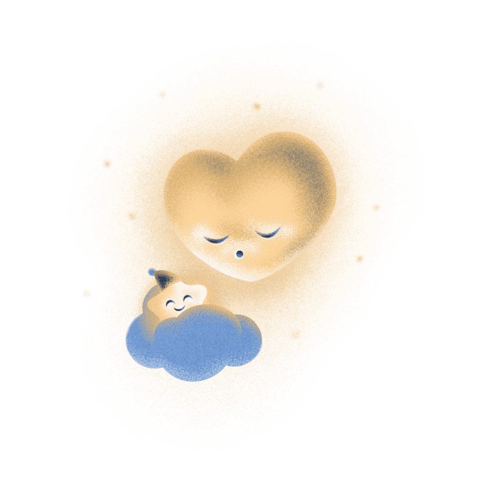 A glowing star is tucked into bed