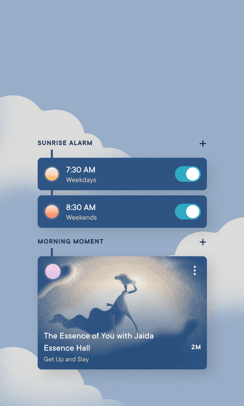 Sunrise alarm to morning moment in Hatch Sleep app