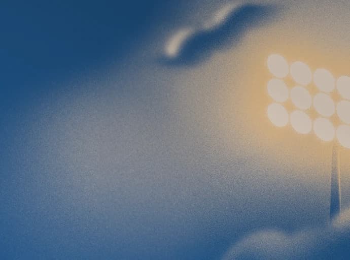 Stylized illustration of stadium lights in the sky