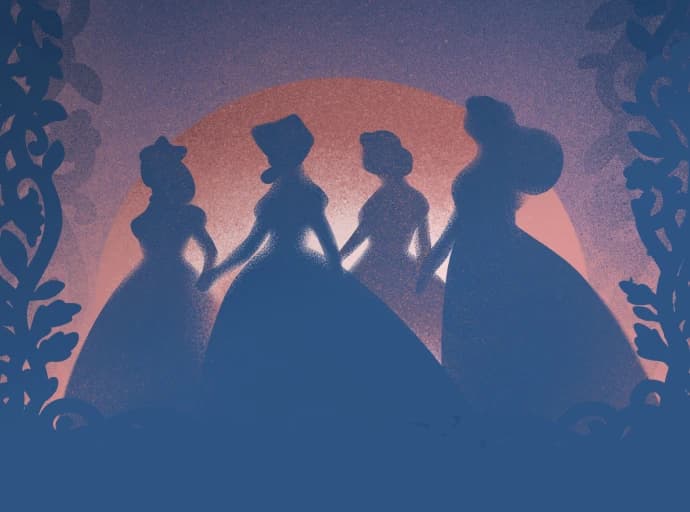 Drawn silhouette of the Little Women background