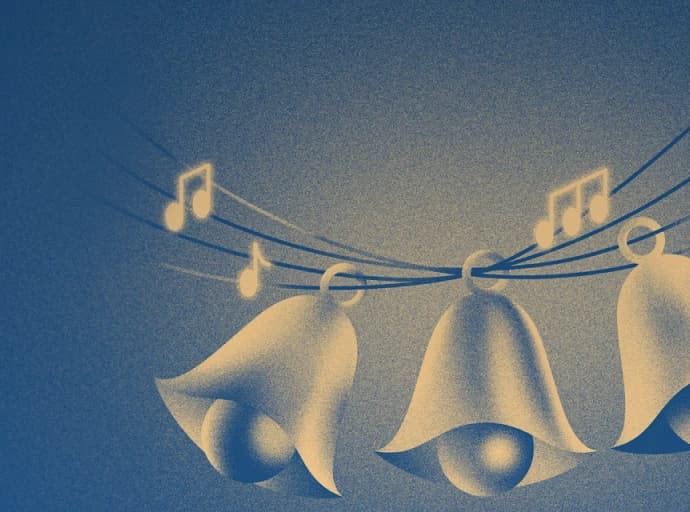 Stylized illustration of holiday bells
