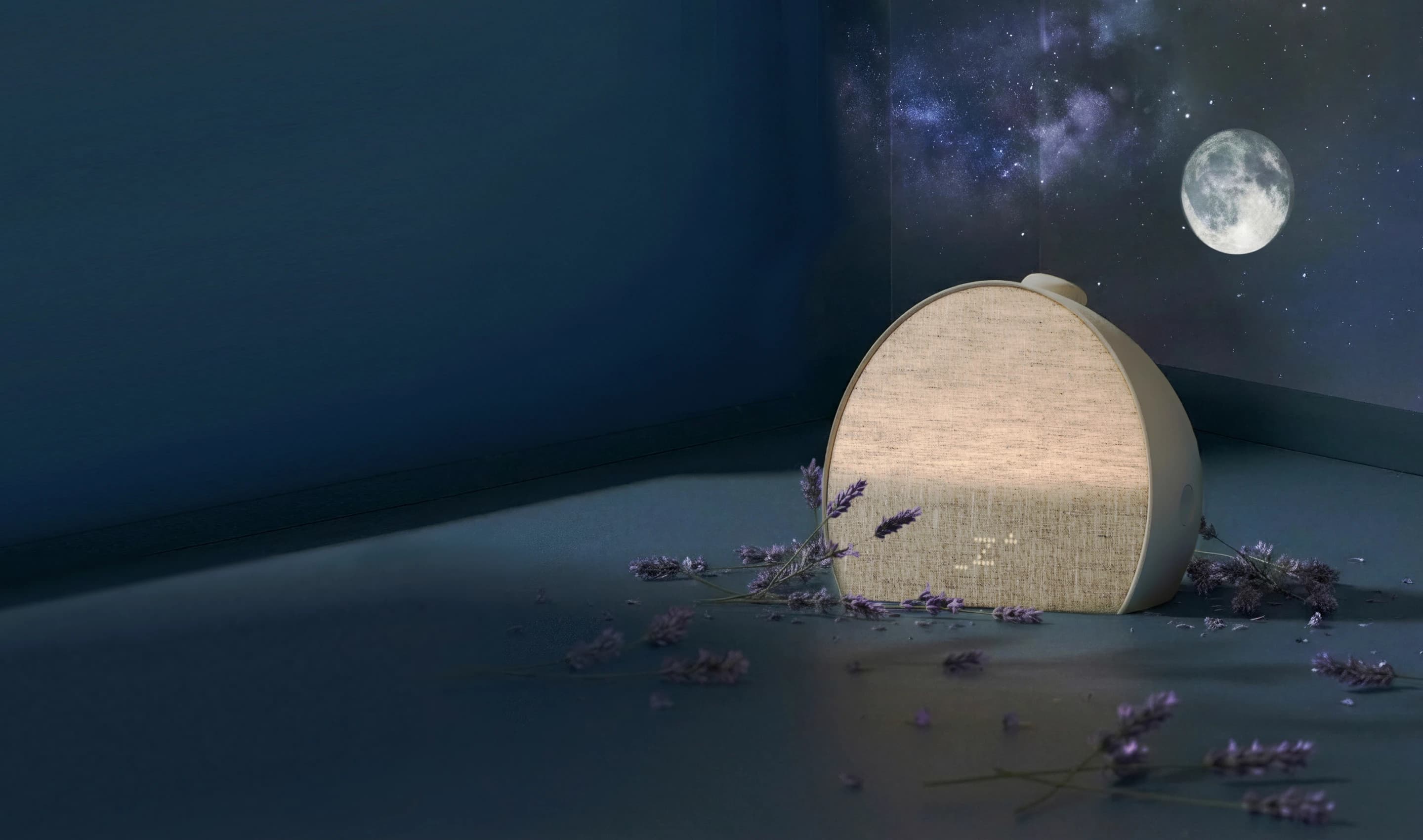 Restore 3 against a night sky with lavender around