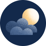 Icon with illustration of a moon & clouds