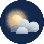 Icon with illustration of the sun behind clouds