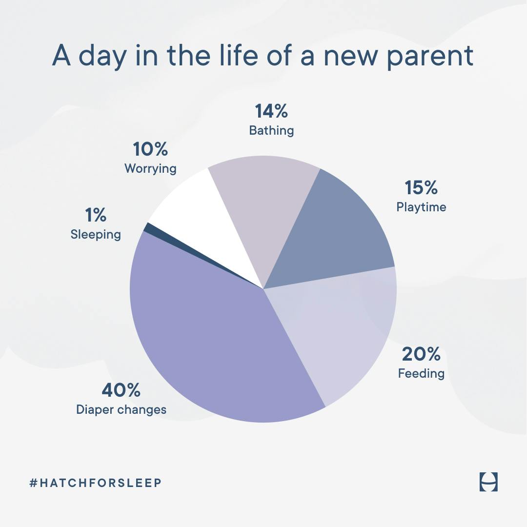 Pie chart documenting a new parent's split of tasks for raising their newborn