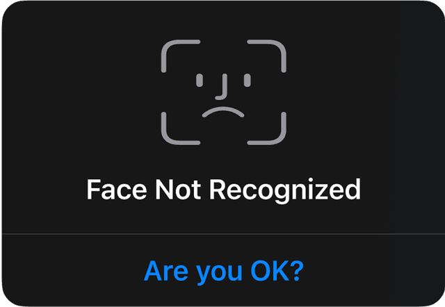Face ID not recognized popup