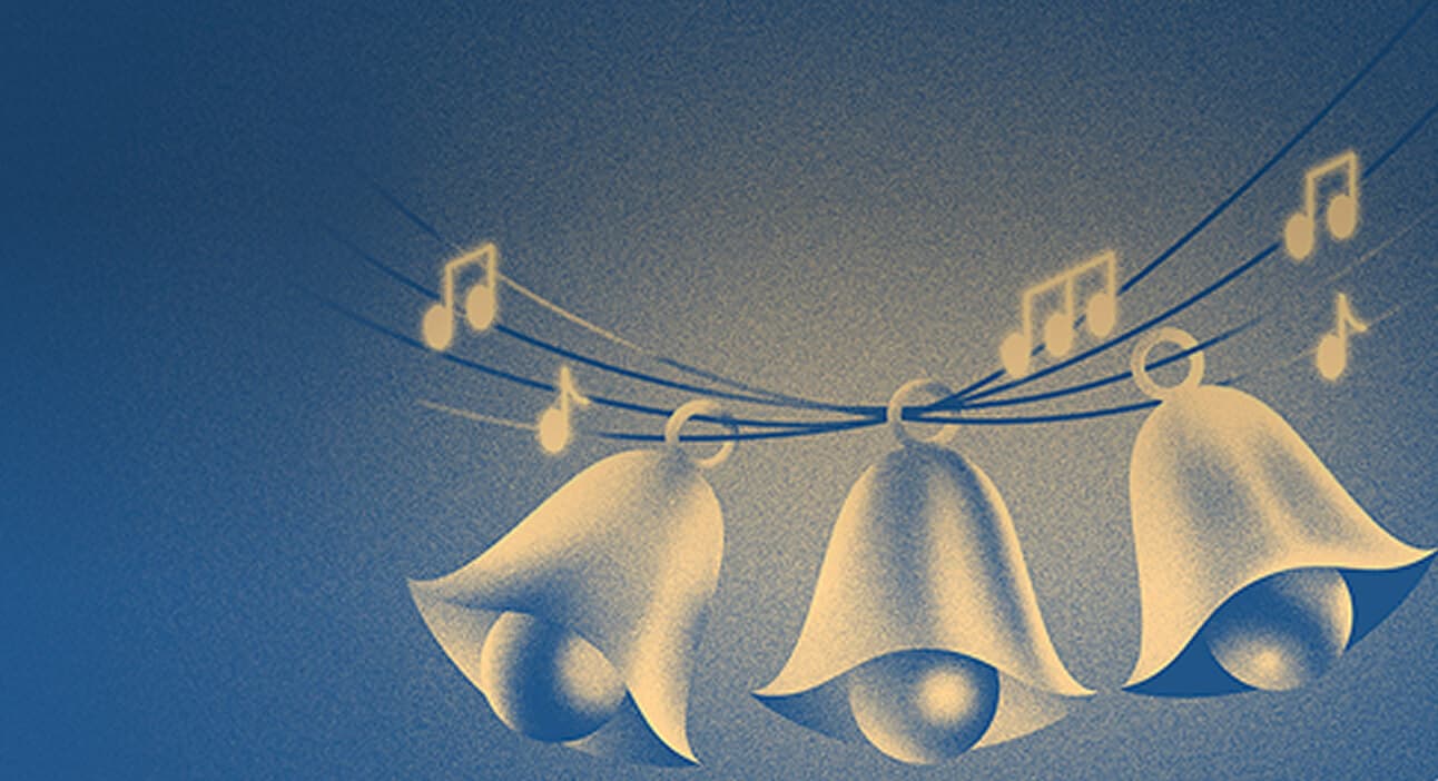 Stylized illustration of holiday bells