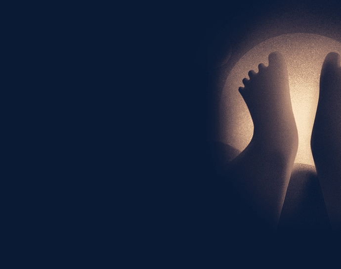 Stylized illustration of legs against a gentle light