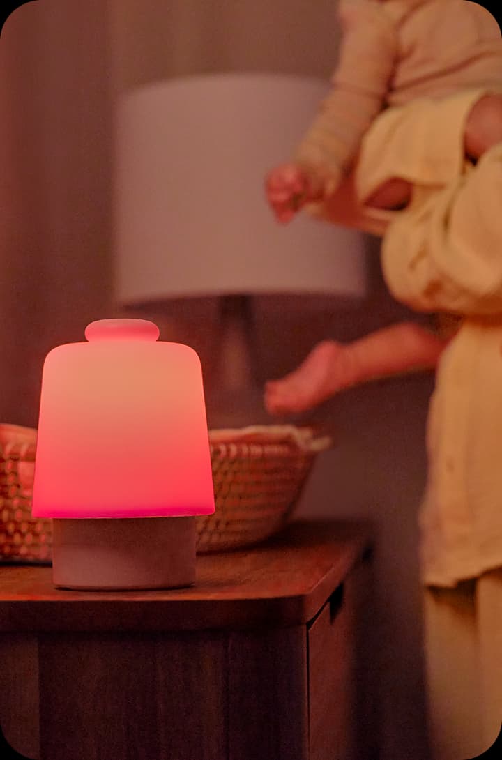 Hatch Baby on stand glowing red